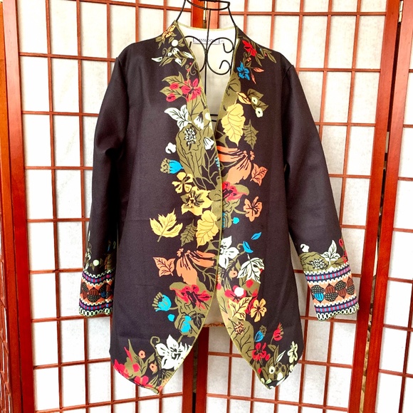 MISSLOOK Jackets & Blazers - Miss Look Printed Collarless Jacket